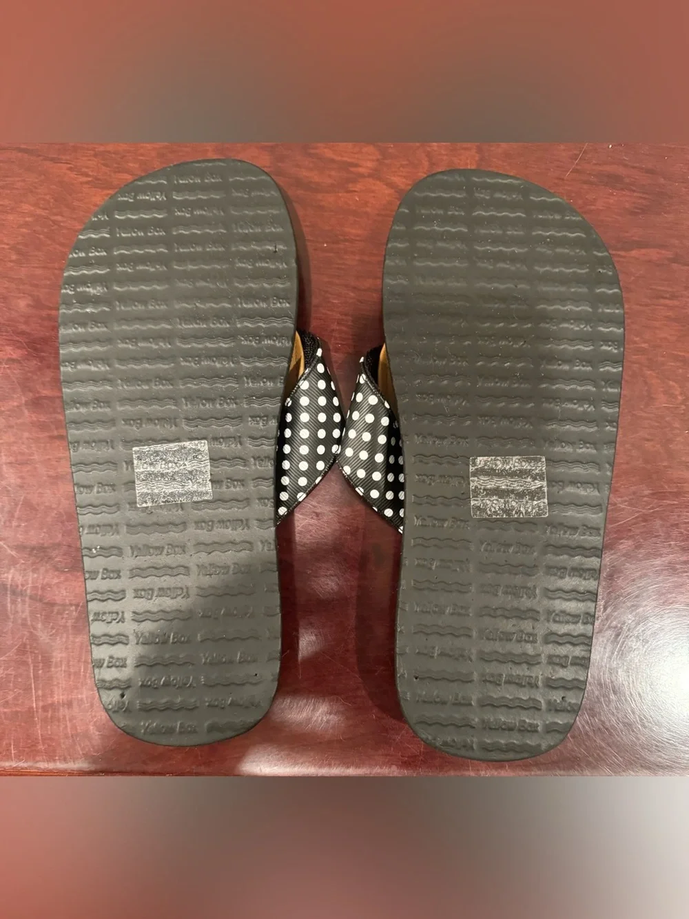 Women’s Black Polka Dot Thong Sandals by Yellow Box - Size 7